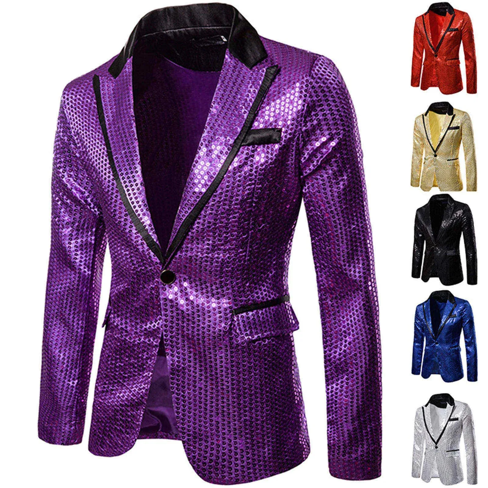 Shiny Sequin Glitter Embellished Jacket Men's Nightclub Prom Suit Homme Stage Clothes For Singers blazers