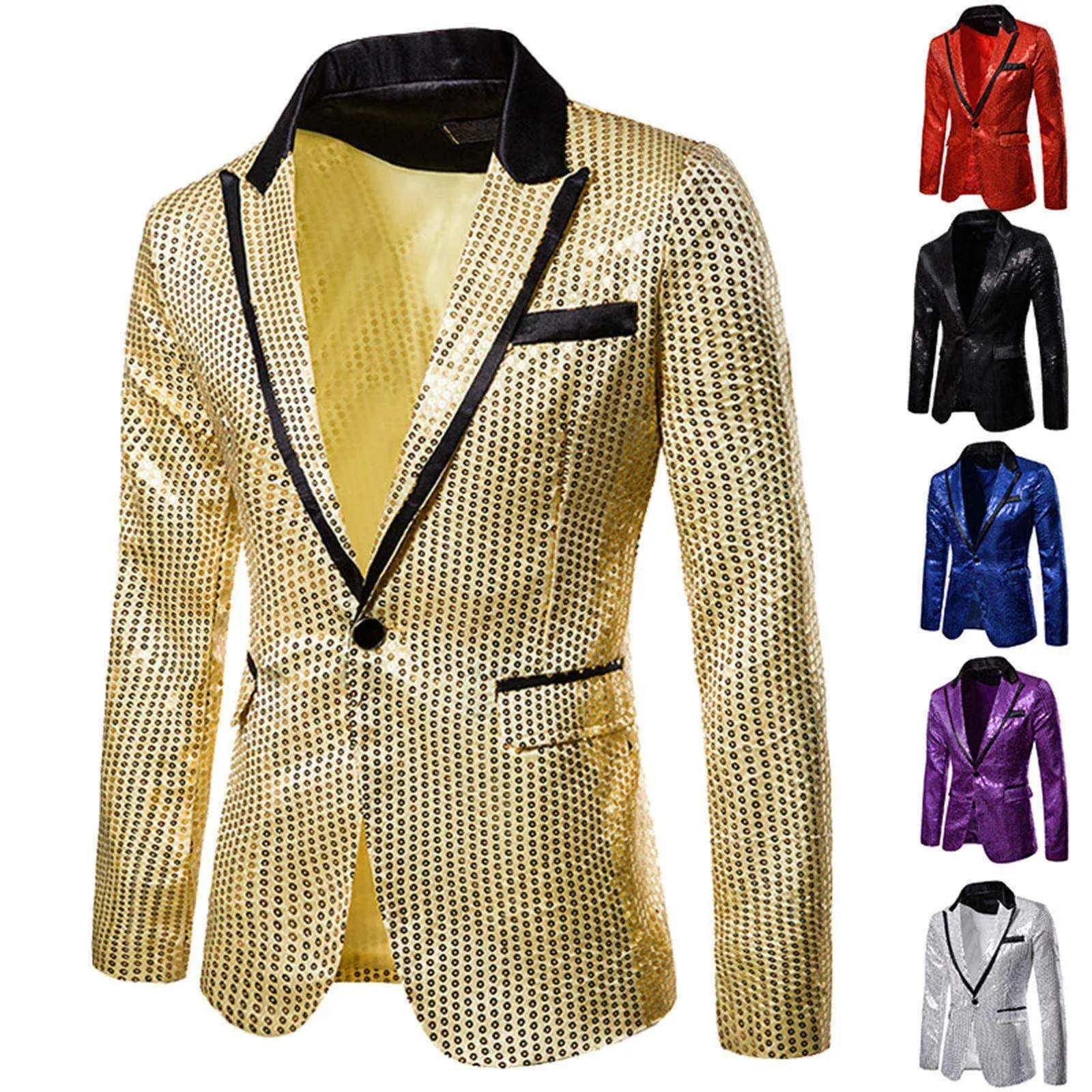 Shiny Sequin Glitter Embellished Jacket Men's Nightclub Prom Suit Homme Stage Clothes For Singers blazers