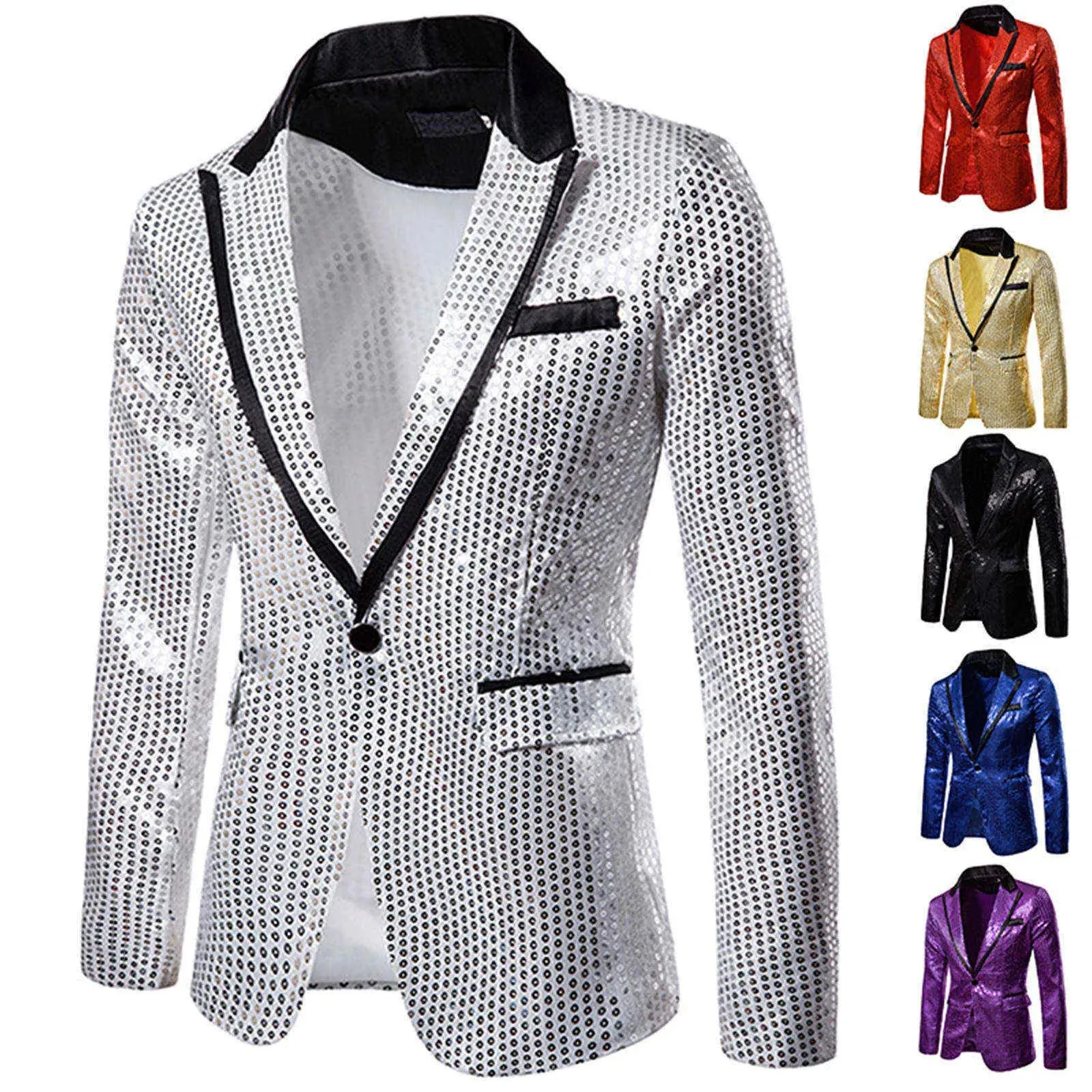 Shiny Sequin Glitter Embellished Jacket Men's Nightclub Prom Suit Homme Stage Clothes For Singers blazers