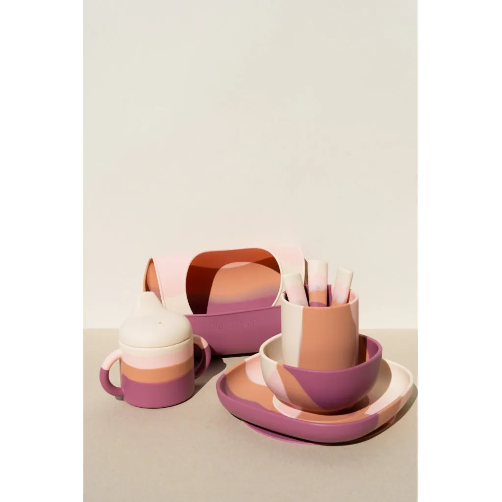 Silicone Sippy Cup | Color Splash Collection - Mauve Rose Ombre