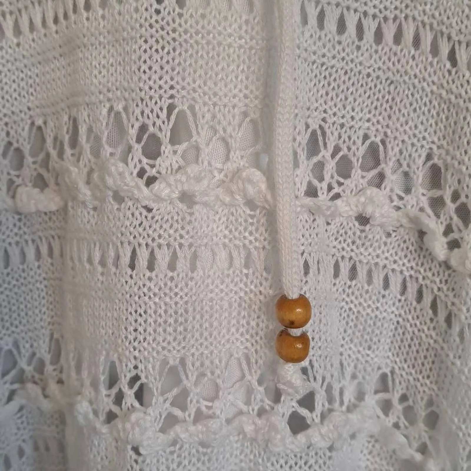 Solitaire Swim Women's Beige Crochet Knit Halter Maxi Cover Up Dress Size Medium