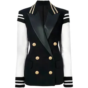 The Felicity Faux Leather Varsity Blazer