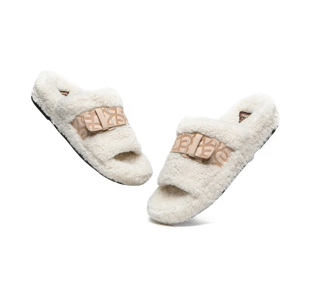 UGG Women Slides Curly Sheepskin Wool Slip-on Sandals Flats Croft