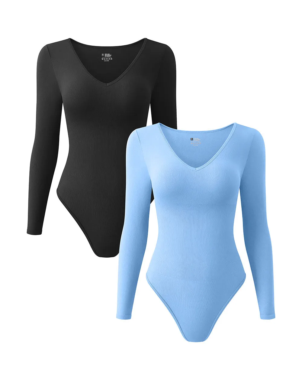 V Neck Long Sleeve Bodysuits