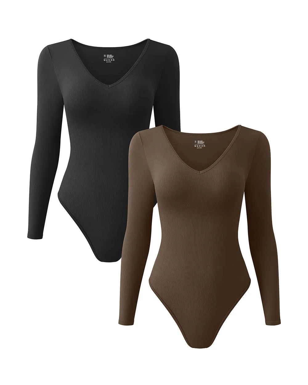 V Neck Long Sleeve Bodysuits