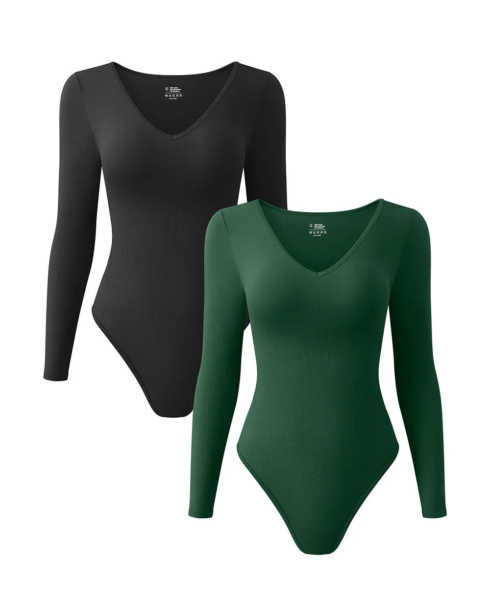 V Neck Long Sleeve Bodysuits