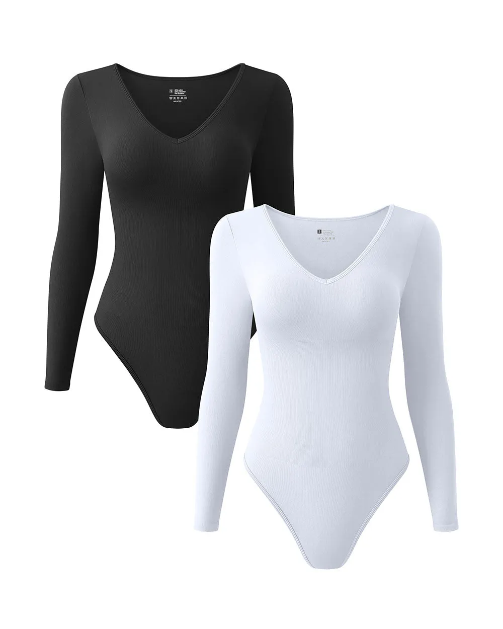 V Neck Long Sleeve Bodysuits