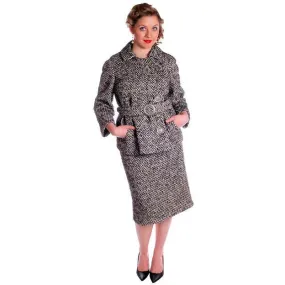 Vintage Black & White Mohair Tweed Suit 1960's