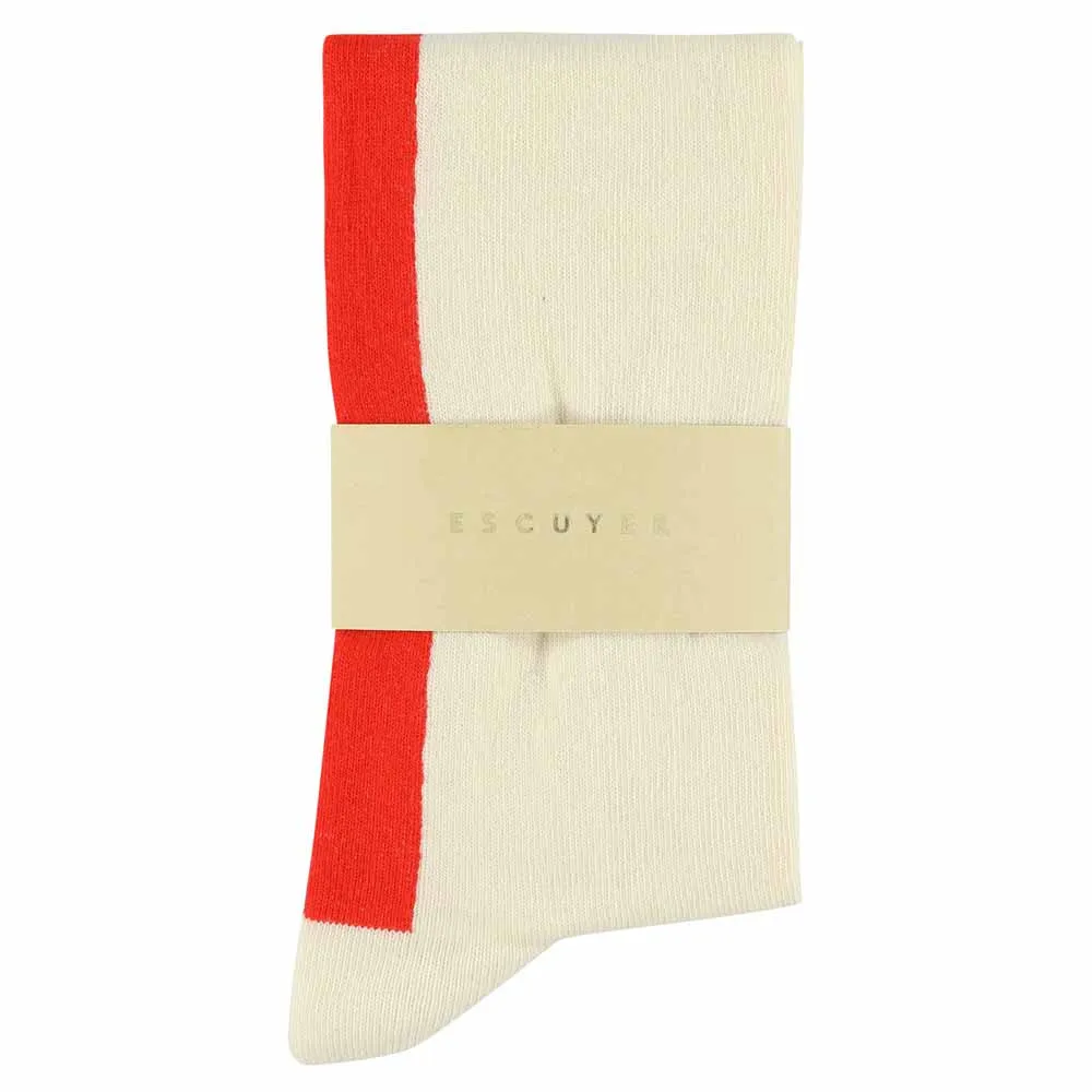 Women Knee High Socks Ecru / Orange