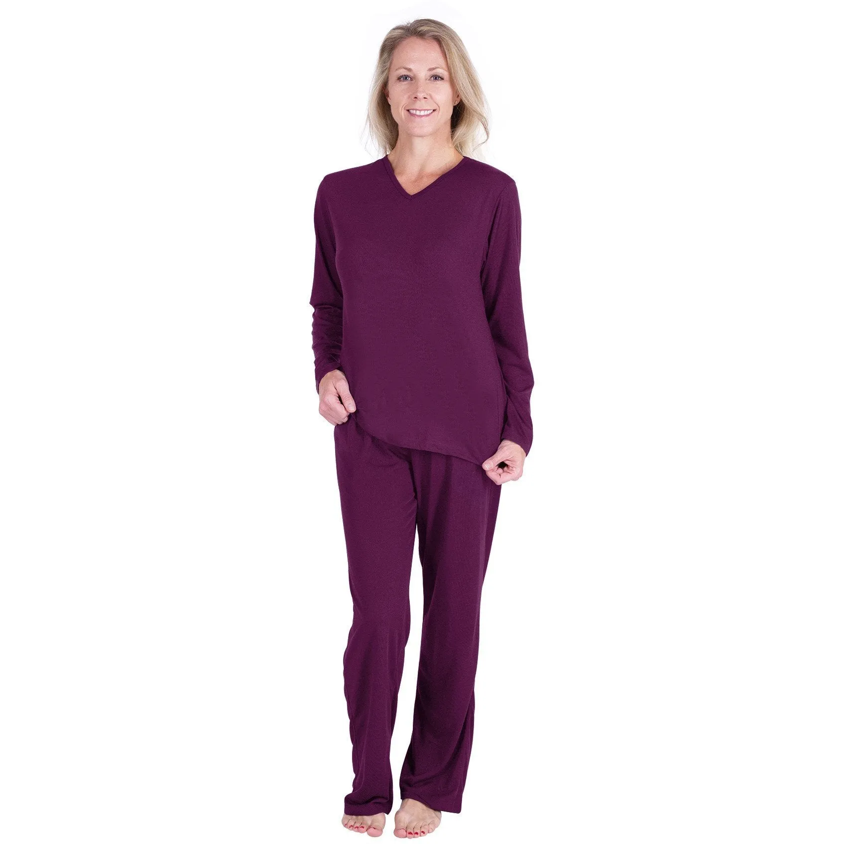 Women's Moisture Wicking Long Sleeve Drawstring Pant Pajama Set