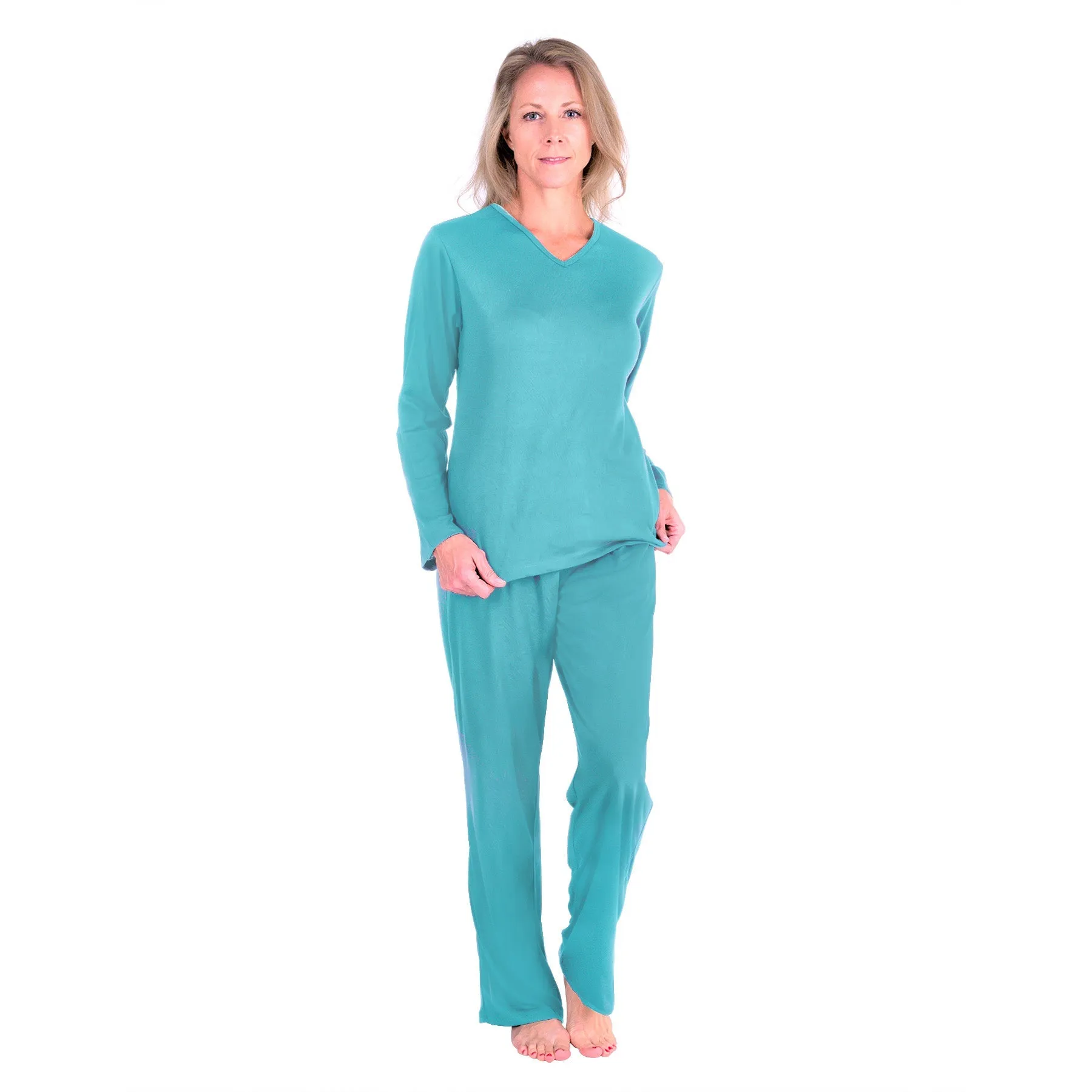 Women's Moisture Wicking Long Sleeve Drawstring Pant Pajama Set