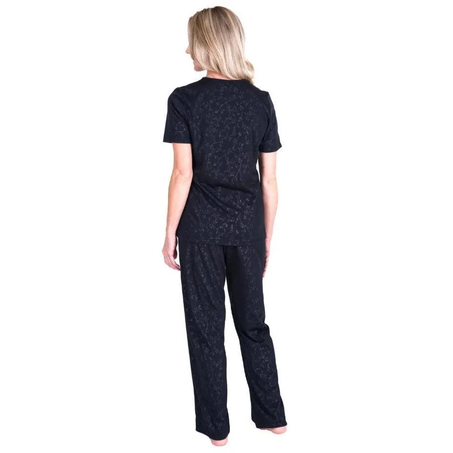 Women's Moisture Wicking Scoop Neck Pajama Set - Embossed Print