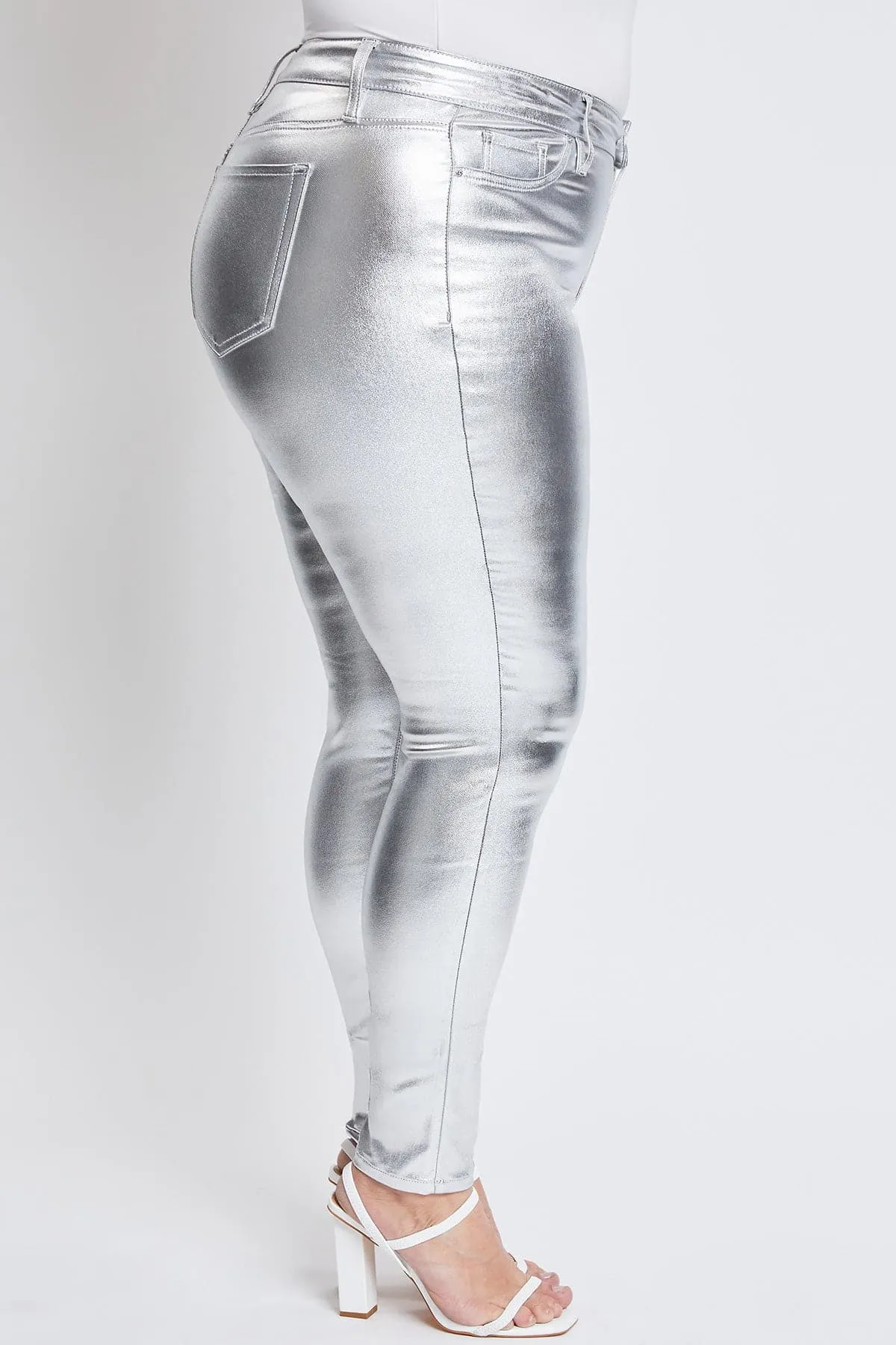 Women´s Plus High-Rise Metallic Hyperstretch Skinny Jean, Silver