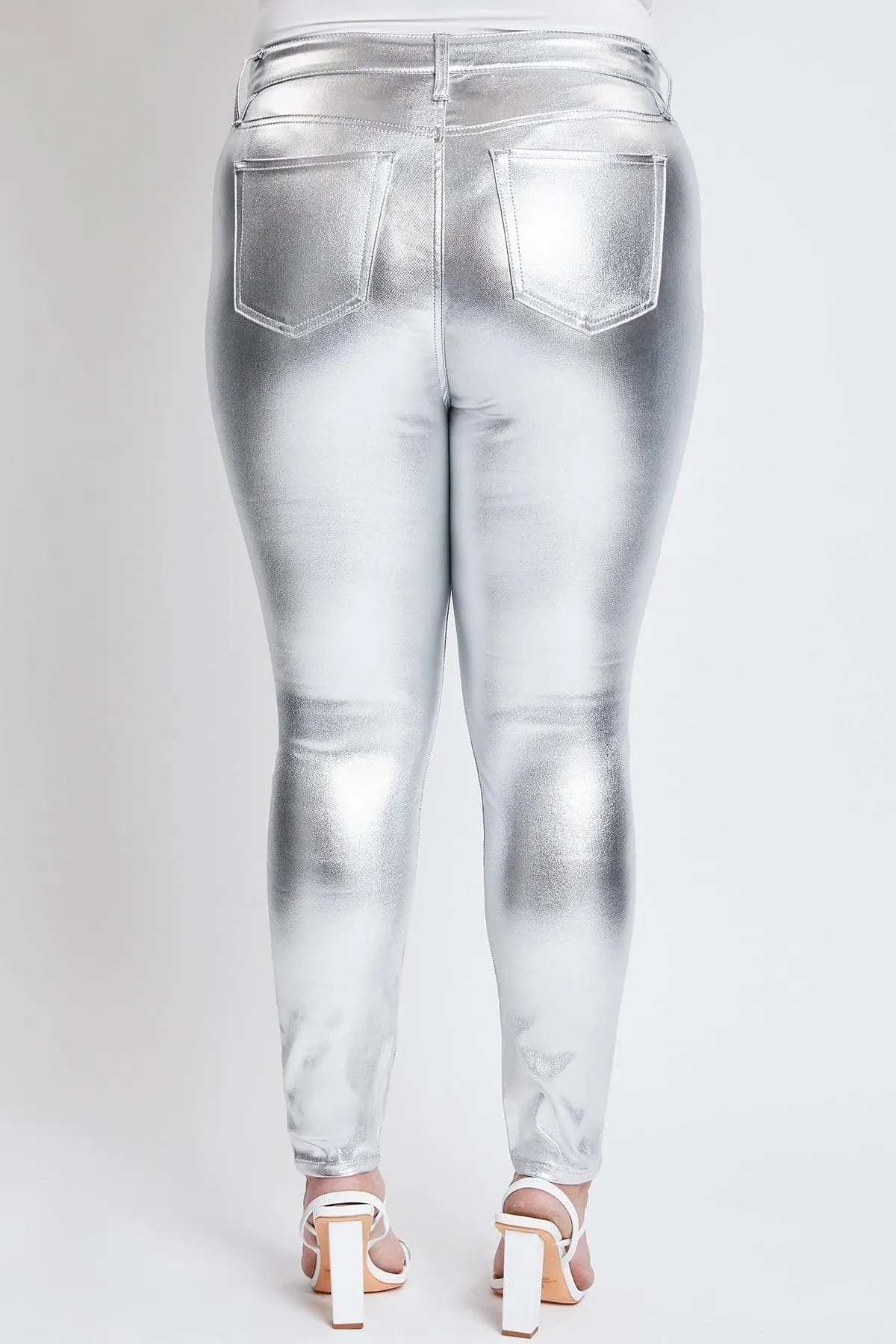 Women´s Plus High-Rise Metallic Hyperstretch Skinny Jean, Silver