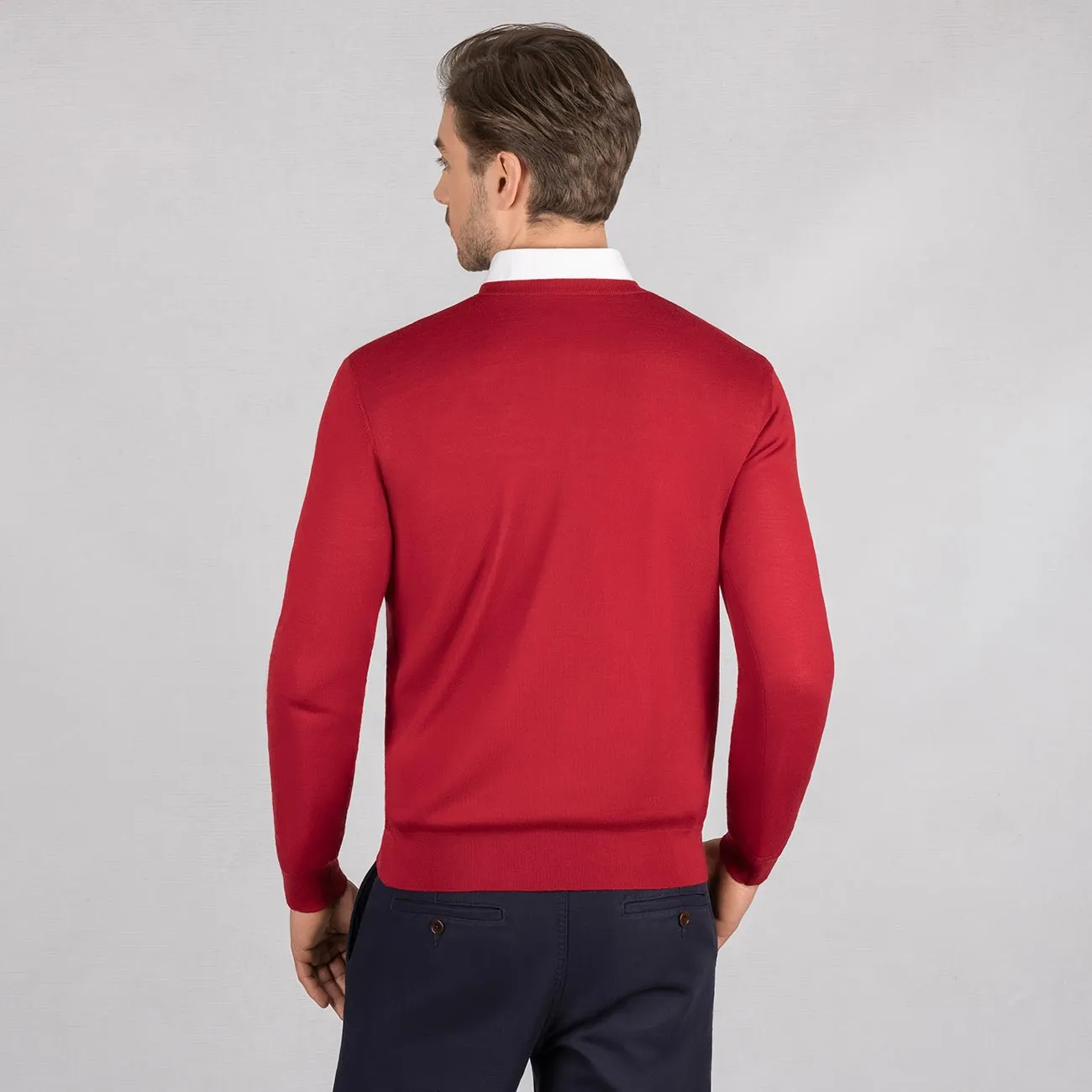 Wool Pullover Light V Neck Men