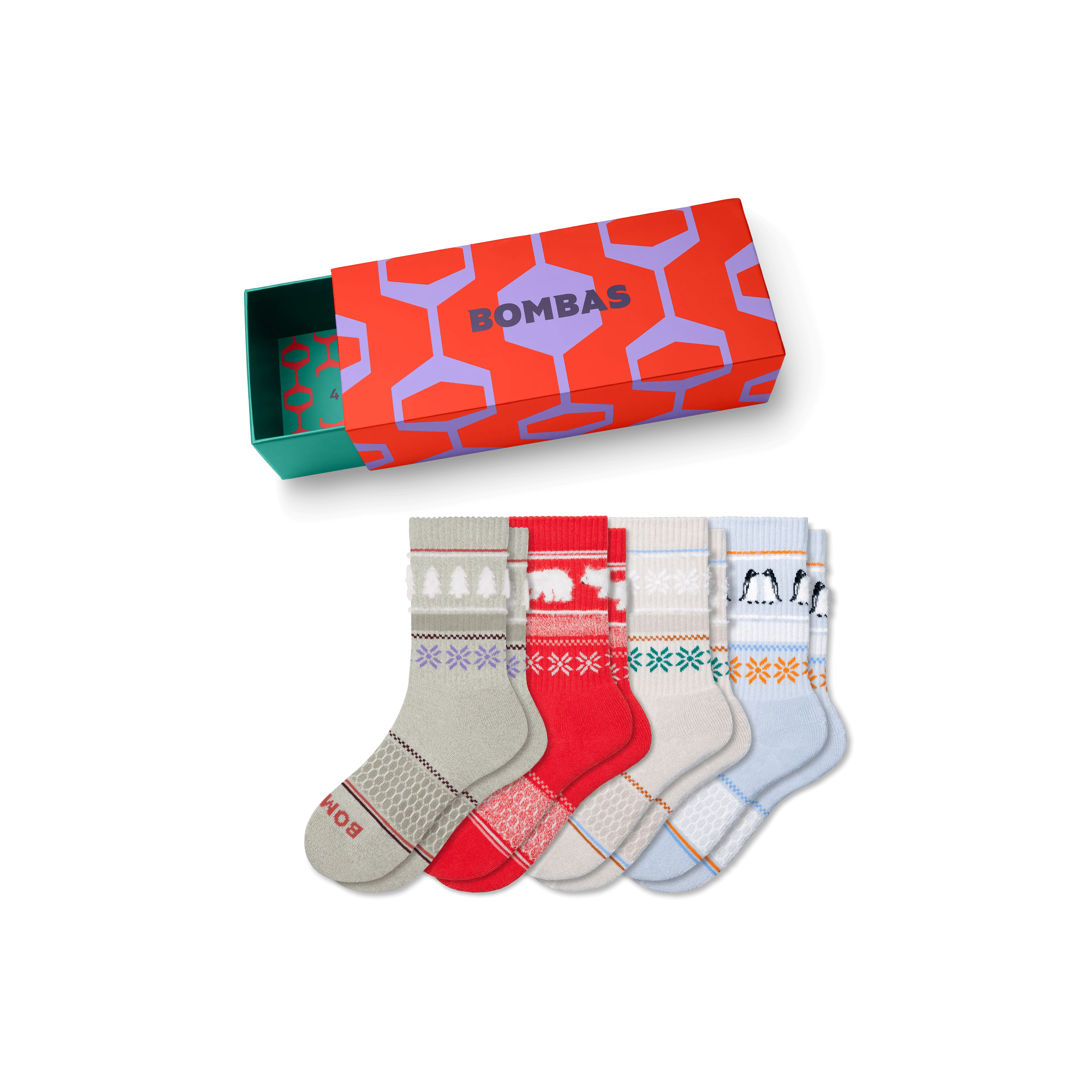 Youth Holiday Calf Sock 4-Pack Gift Box